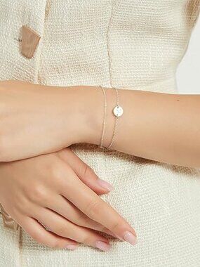 Gold Initial Bracelet for Women | 14K Gold Plated Dainty Beaded Letter Bracelet